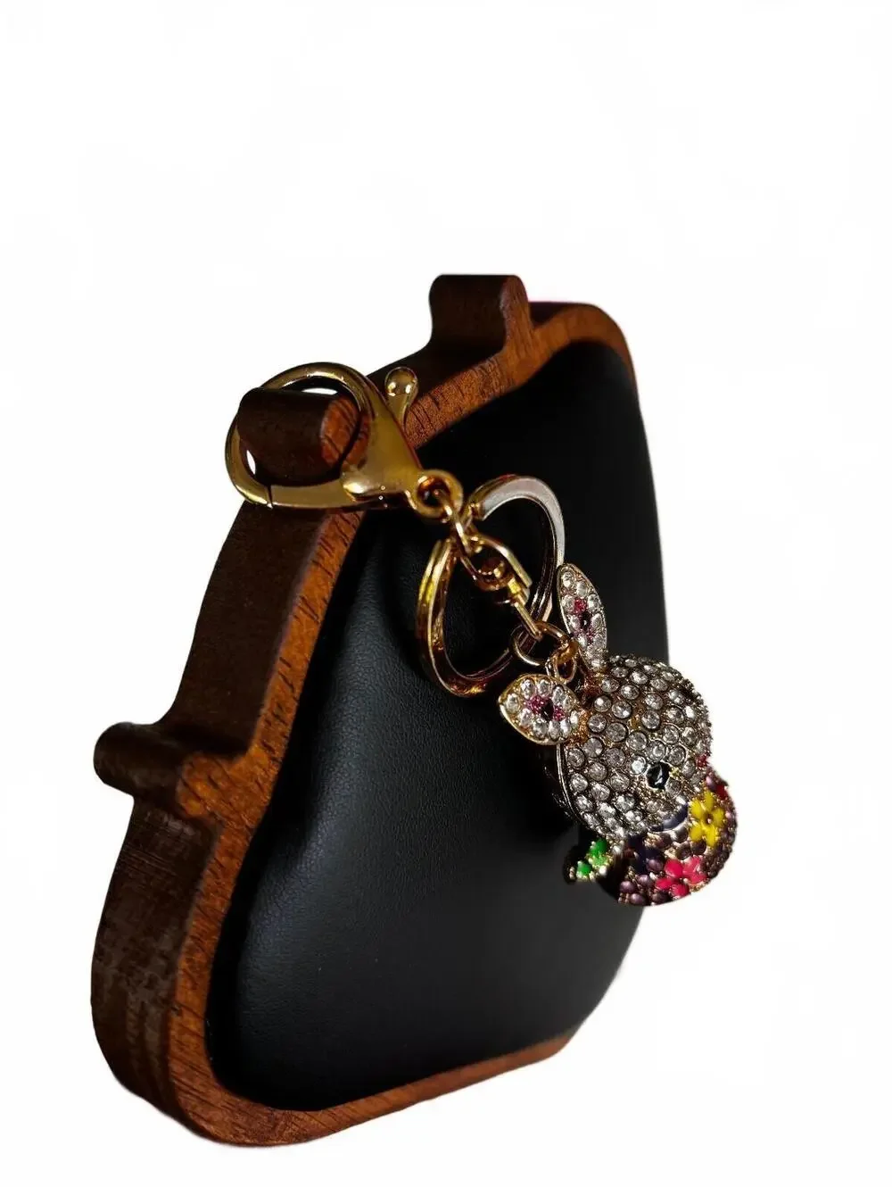 Crystal Rhinestone Enamel Bunny Keychain Handbag Charm